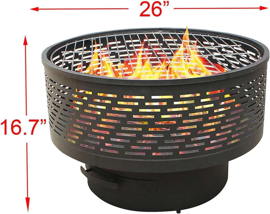 Lightweight Fire for Wood Yard Portable Outside 26" Camping Burning Fireplace Pit, Pits, Table UPYOOE Fire Firepit, Wood Outdoor Backyard with Portable Outdoor Wood Garden Bonfire Cover, Fire Pit