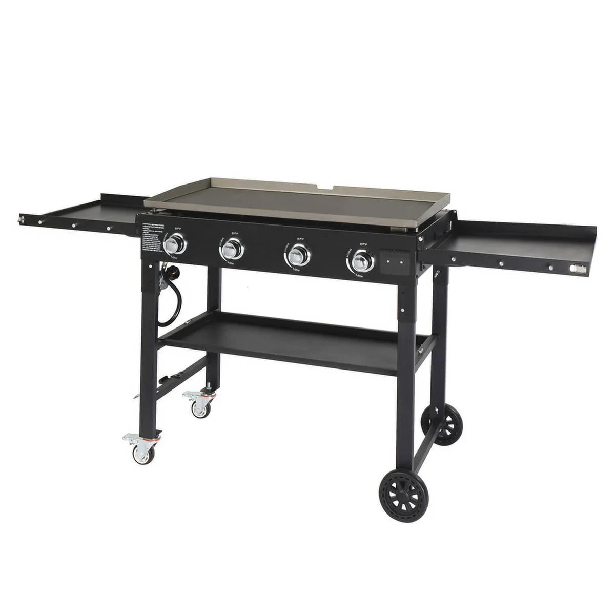 Steel, Stainless Garden SYTHERS Patio & Outdoor for Picnic with 4-Burner Grill Side Propane Shelves Foldable Rack, Spice BBQ