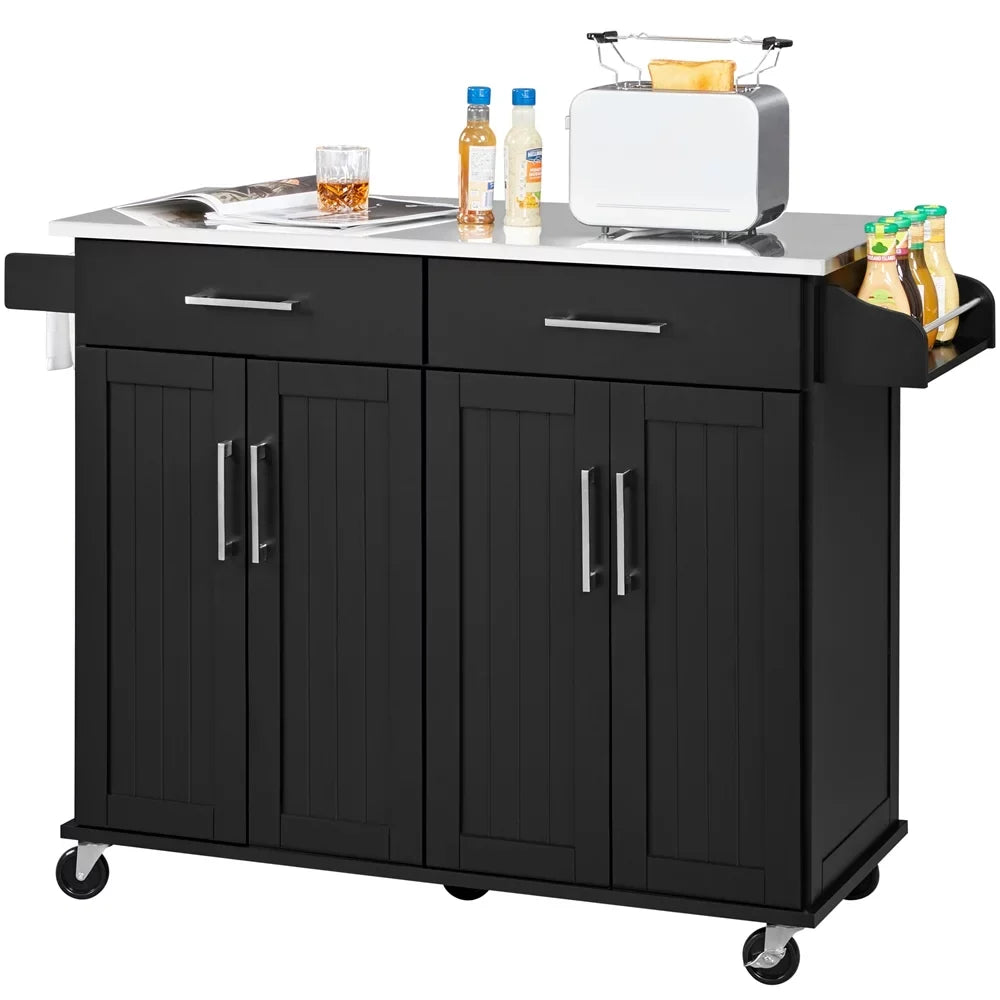 Towel Topeakmart Rolling Island & Spice Bar with Rack, Drawers & Storage Kitchen