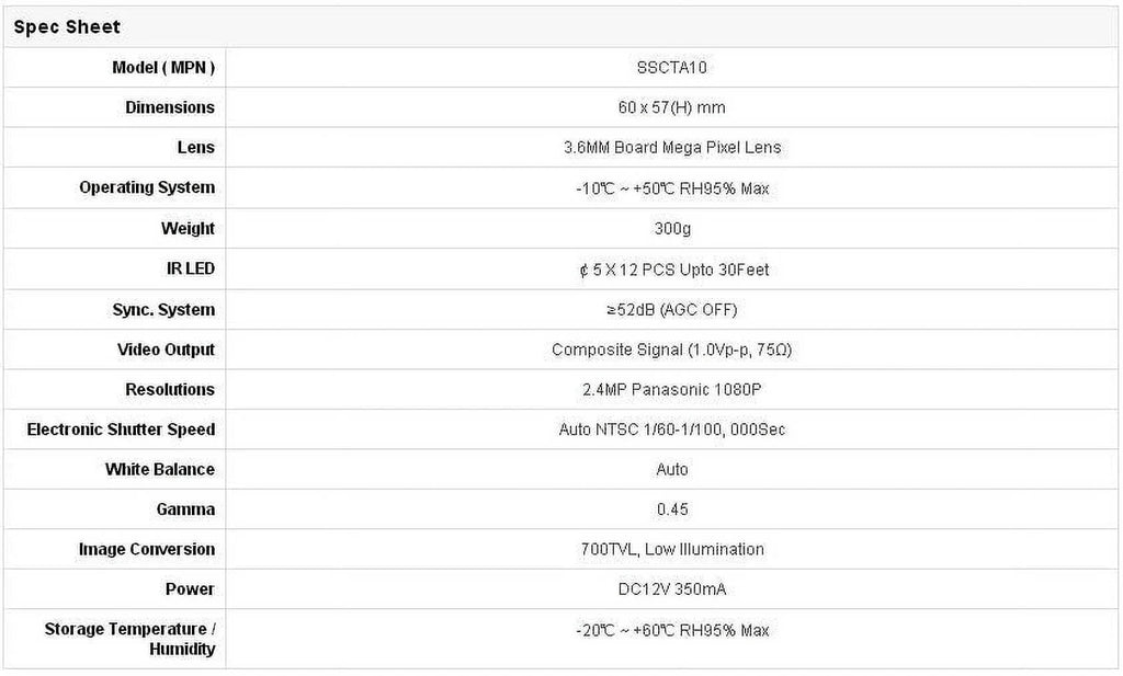 HD SDI, Video Outputs CCTV HD Vision SDI, , Vandal 960H 12V CVI, BlueCCTV Night TVI, Camera HD Mini EX Dual IR