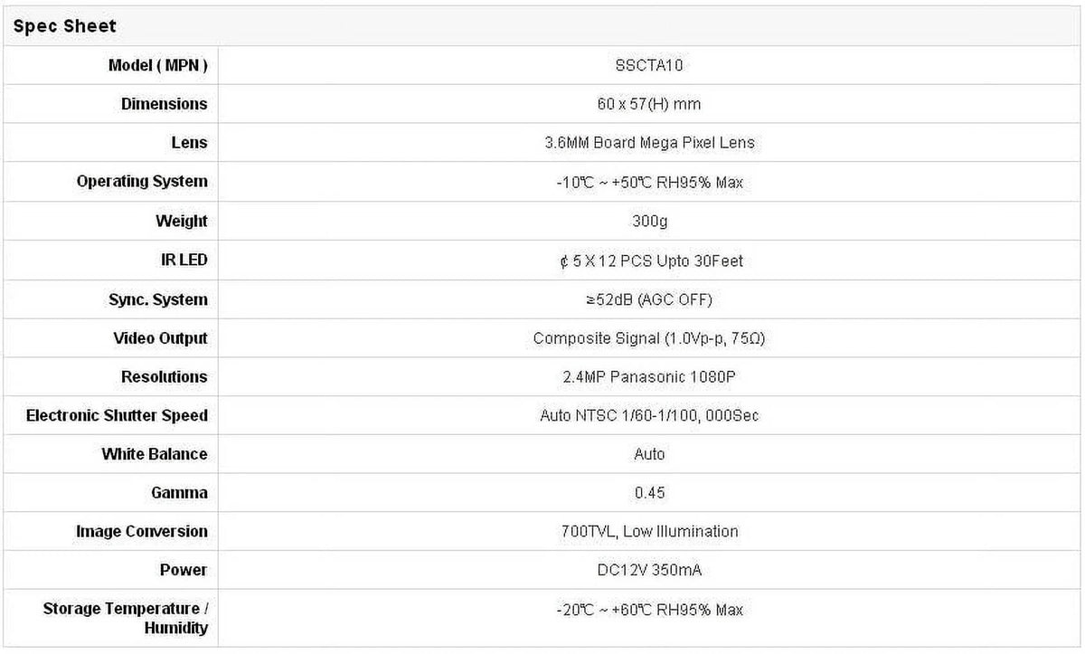 HD SDI, Video Outputs CCTV HD Vision SDI, , Vandal 960H 12V CVI, BlueCCTV Night TVI, Camera HD Mini EX Dual IR