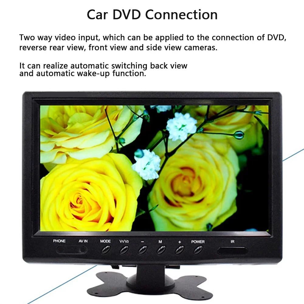 to Color and Video for Install Reverse,Front-View, Camera HD LCD Reverse Input Monitor, Car 9 Rear Inch Connection. Camera Display View TFT Rear View Backup Side-View Easy Two-Way