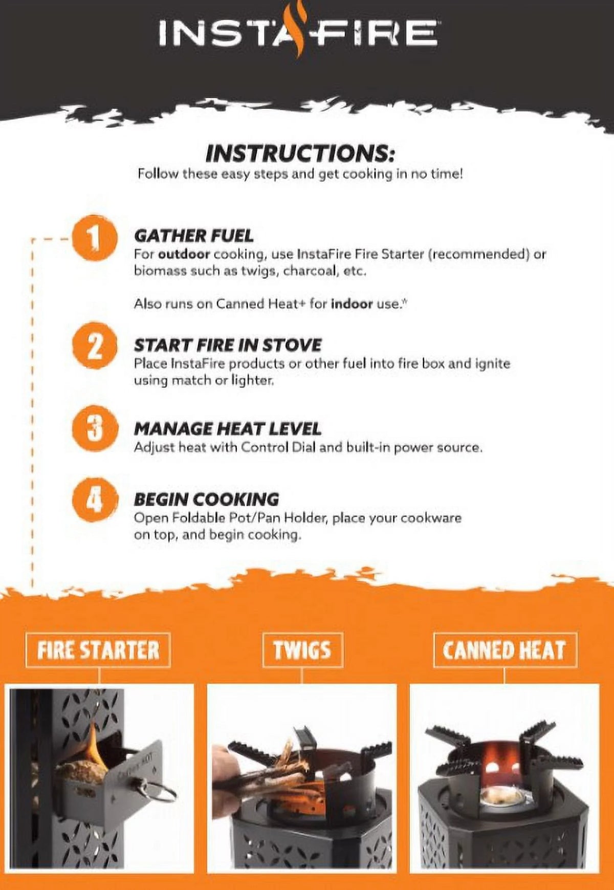 Outdoor Emergency, Inferno Stove New Pro Camping) Biomass InstaFire (off-Grid, Fuel