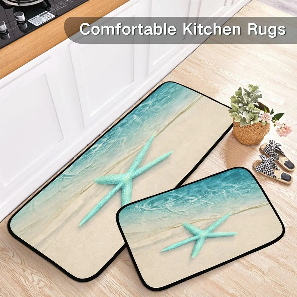 20x47inches Ocean Gift Carpet 20x28inches and Living Entryway Rug Kitchen Washable Starfish Floor Rugs Water Home Room Sea Beach Runner + Bedroom for Area Decor Mats Perfect Wave