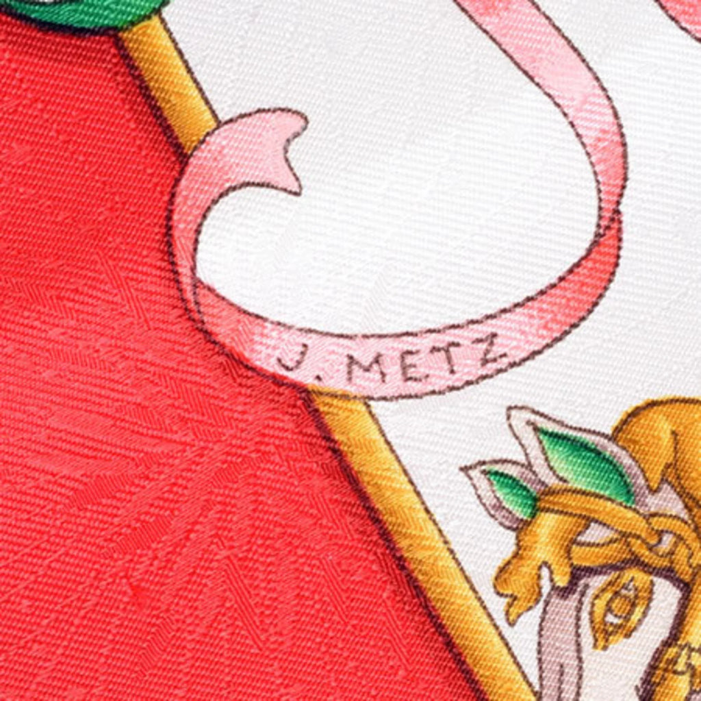 Park PARK White Hermes Red Carre Silk Scarf LUNA (Good) HERMES 90 Pre-Owned Amusement