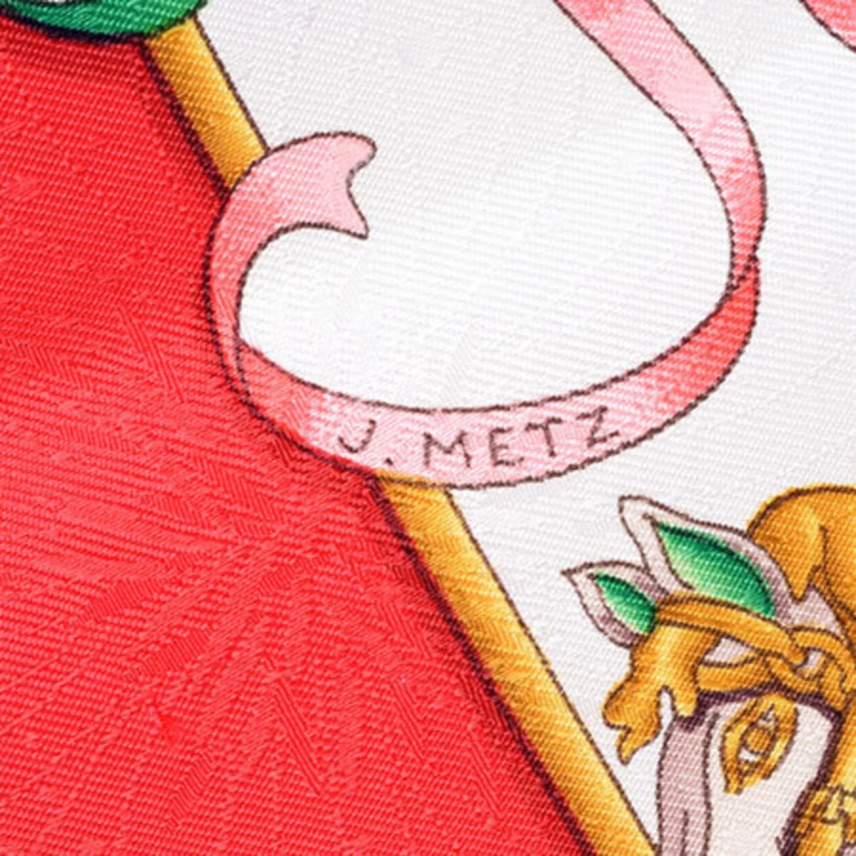 Park PARK White Hermes Red Carre Silk Scarf LUNA (Good) HERMES 90 Pre-Owned Amusement