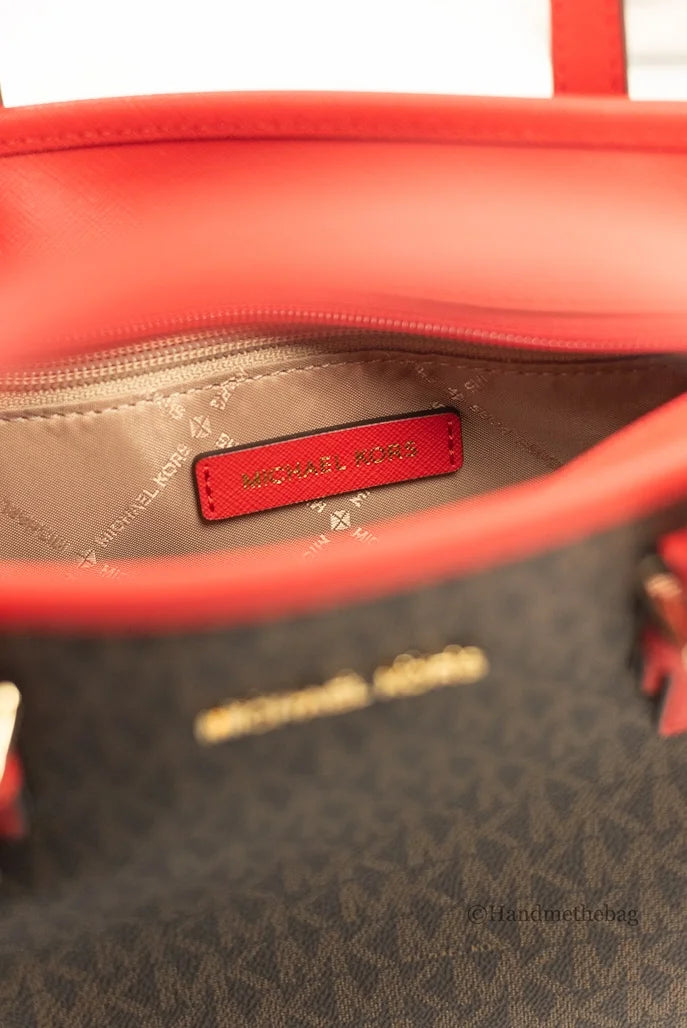Tote Set (Dark Michael Logo Kors Extra-Small Sangria) Top-Zip Travel Jet Bag