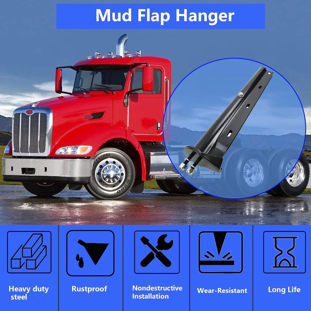 Length 1-1/8" Bolt Bracket Loaded Spring 30" Mudflap Trucks Hanger Semi Holder Spacing for Flap Mud Straight POWERWORKS Set