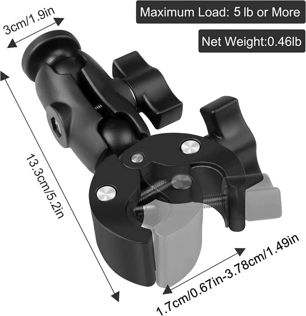 AKASO Clamp Head Taisioner Ball Gopro Accessories GoPro Double Arm Super Socket 1/4"-20 Camera DJI Adapter for Mount