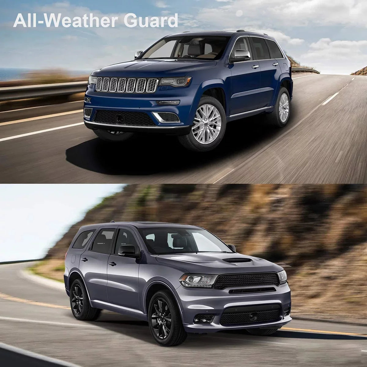Grand 2016-2021 /2022 Cherokee & Front Durango/Grand Jeep for Cherokee Mats Set, Rear Ledkingdomus Rubber Protection All-Weather Floor TPE