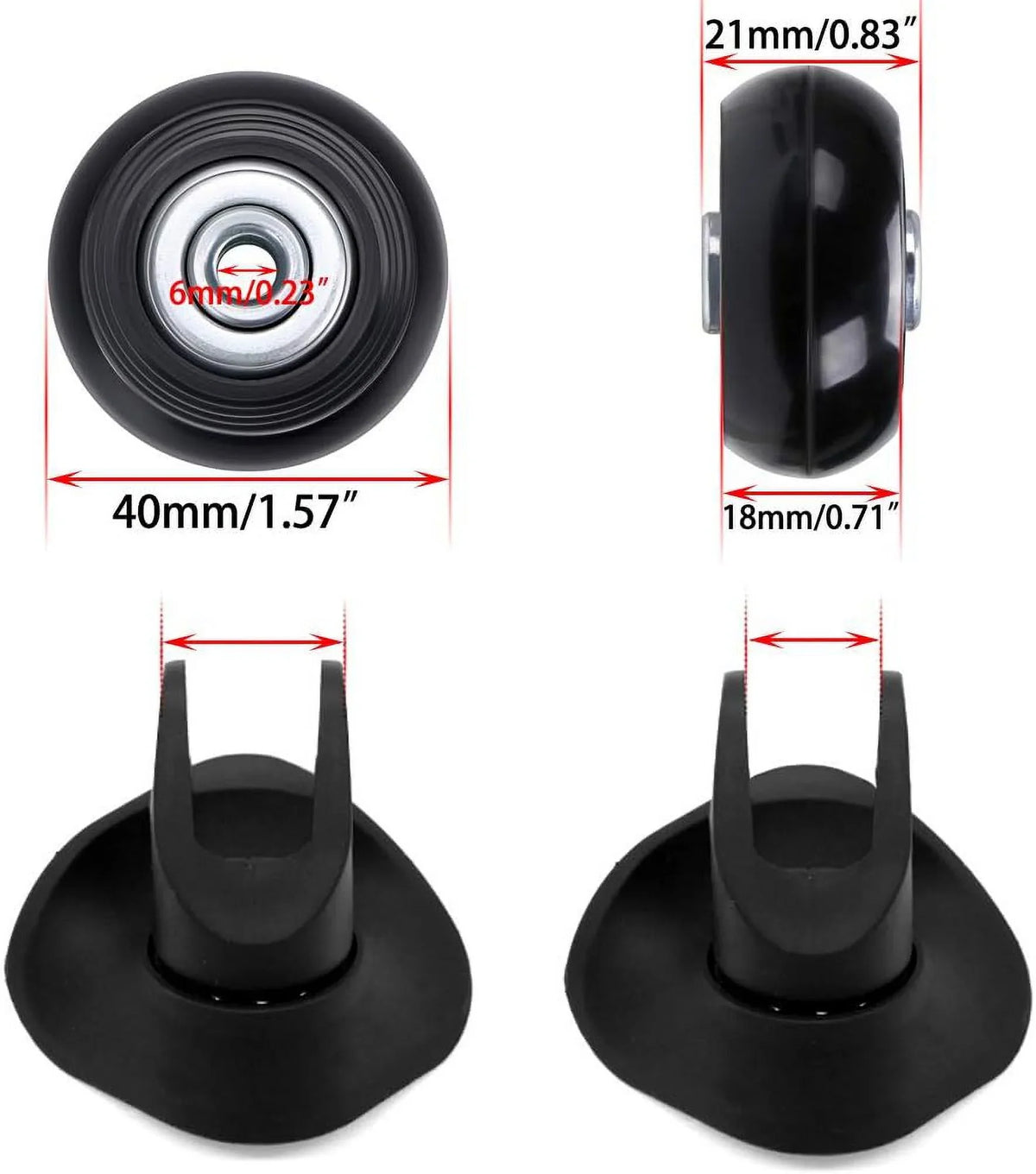 x Kits, Caster Replacement A Set Luggage 4 Swivel of Bearings 18mm Wheels Repair Suitcase Rubber 40mm Wheels, OwnMy