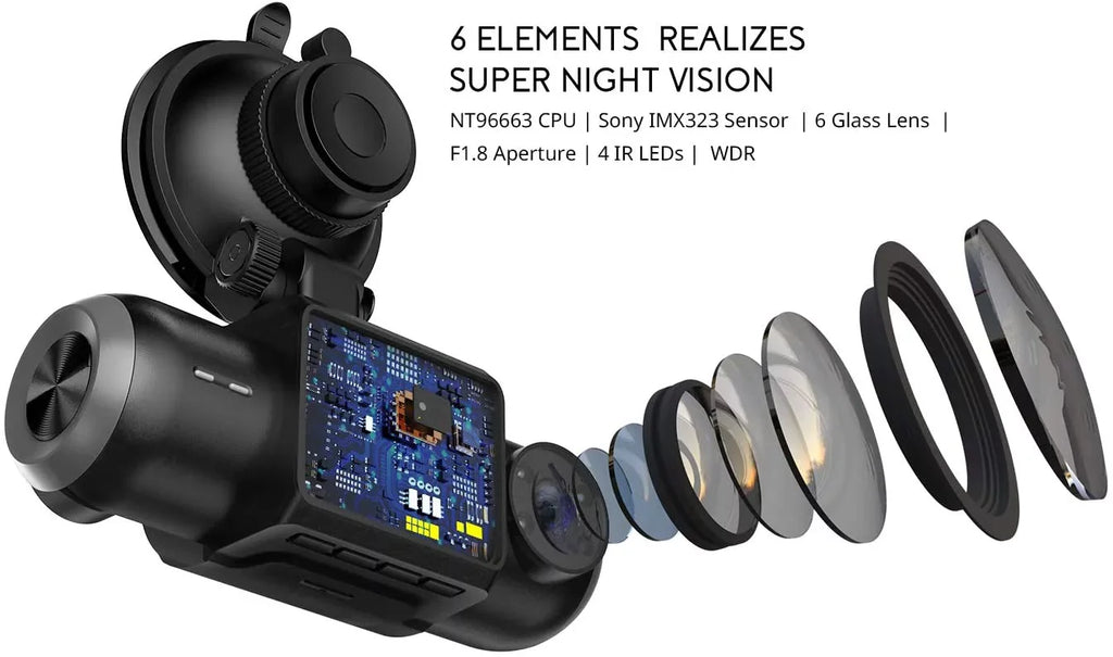 4 1080P Recording Dual Supercapacitor, Infrared Car Recorder (D30) GPS Camera Vision, Cam, and Sony Front Wi-Fi Inside Night Dash Loop Parking LEDsG-Sensor, Built-in Uber with Sensor, Mode, FHD IR
