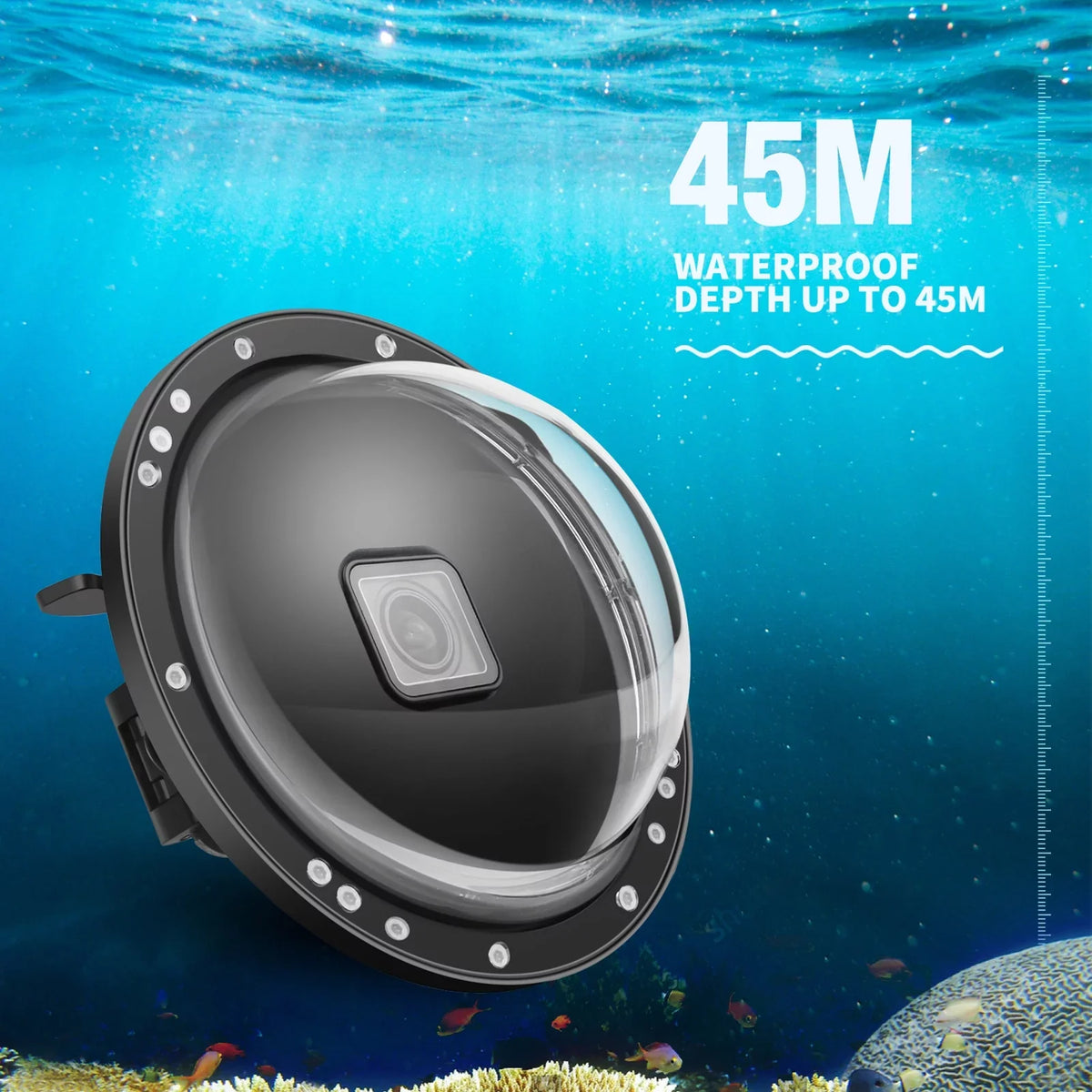 Case Wide for Angle SHOOT Camera 45m Protective 180° Waterproof Camera Handle Replacement Dual Dome 9 XTGP559 Port Waterproof Case