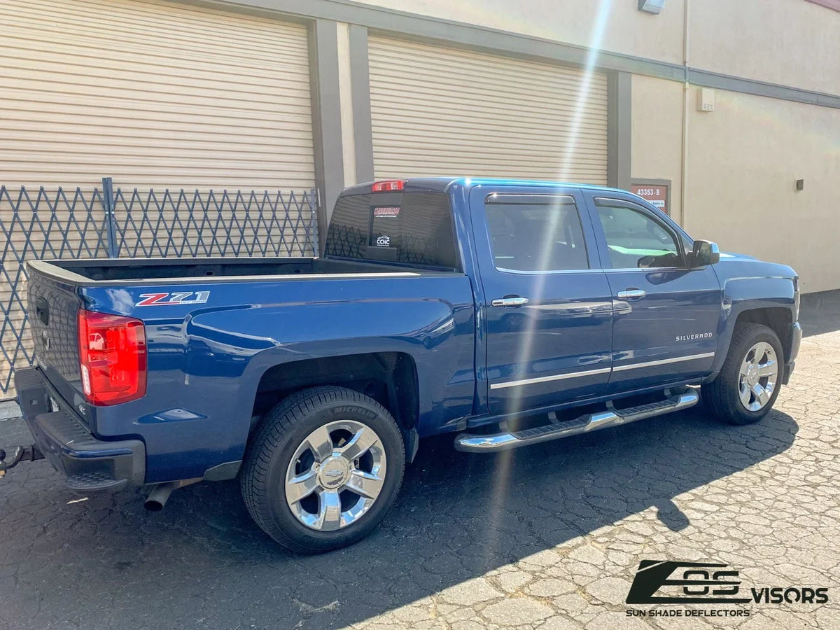 Store Deflectors Chevrolet | IN-CHANNEL ALL TINTED Side Fits 2014-2018 Visors Extreme SMOKE Silverado Online Window Guards Crew 1500 Style Models Vents EOS Rain Cab