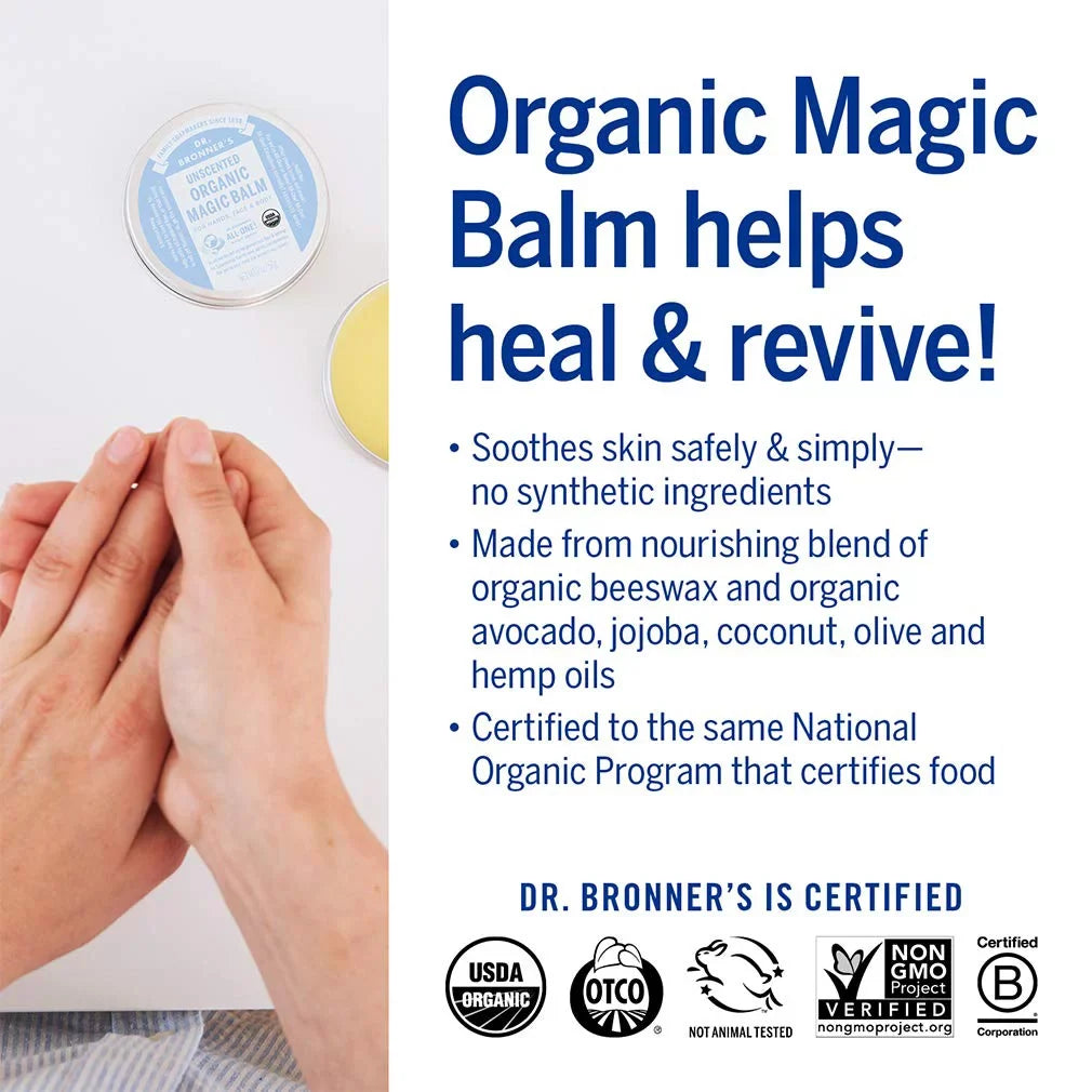 Soothes 2 Relieves Helps Dr. Face (Baby Ounce, Beeswax and Unscented, - Prevent Hands, Balm Hemp Organic Skin, Bronner's Made Organic with and 2 and Magic Rash Dry Body, Diaper Moisturizes Pack) Oil,