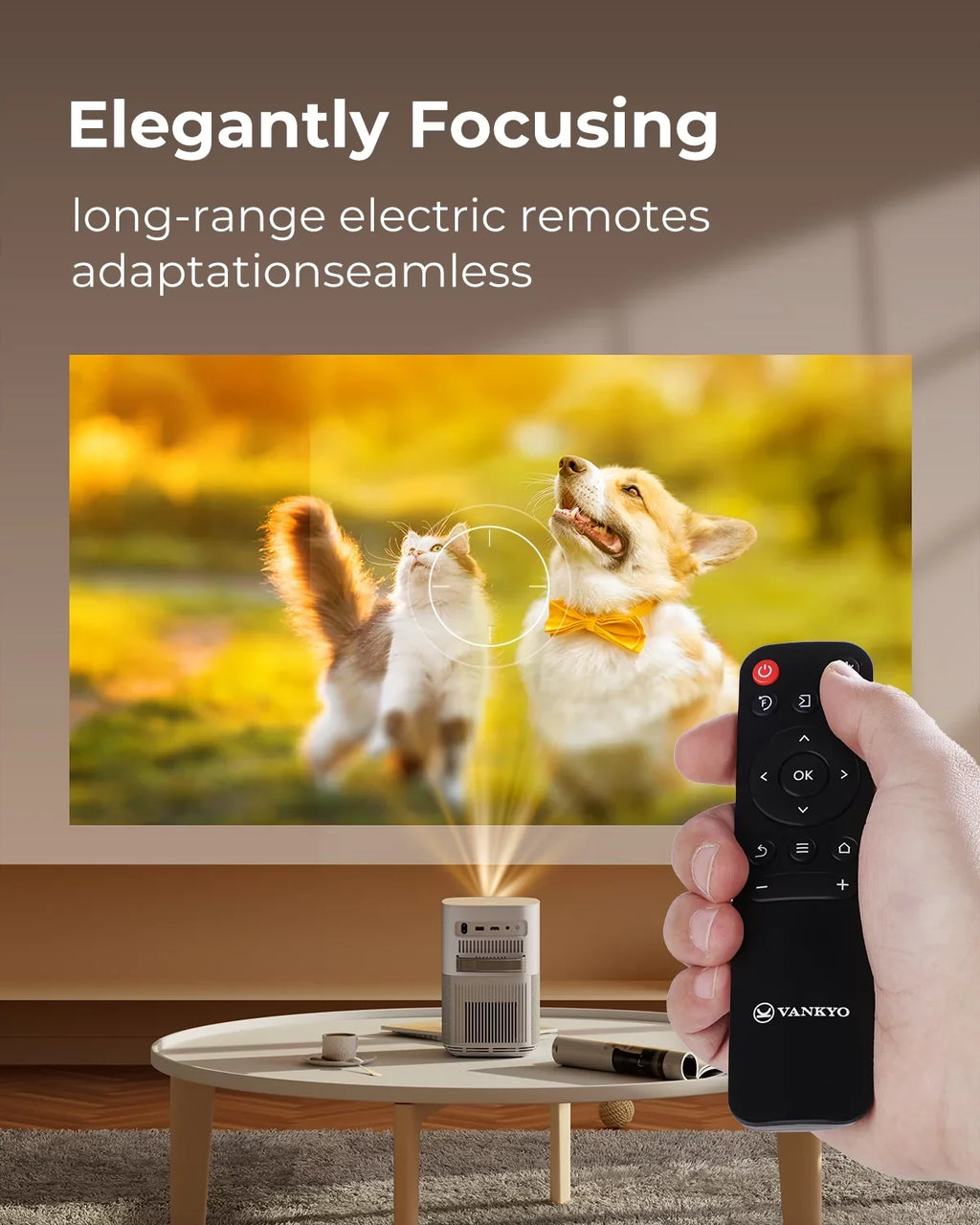FHD Stick, Projector Audio, Performance Projector, 250" WiFi X3 Compatible TV Android iOS with Dolby VANKYO 1080P Bluetooth Portable with Vertical Native Projector, & Mini 4K Display, Supported