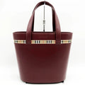 Fashion Leather Pre-Owned Bordeaux USED Ladies Tote Burberry Nova Check Bag Red BURBERRY Handbag (Good) Formal