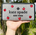 Kate Ella Large Toss Embroidered Multi Continental Wallet Zip Apple Spade