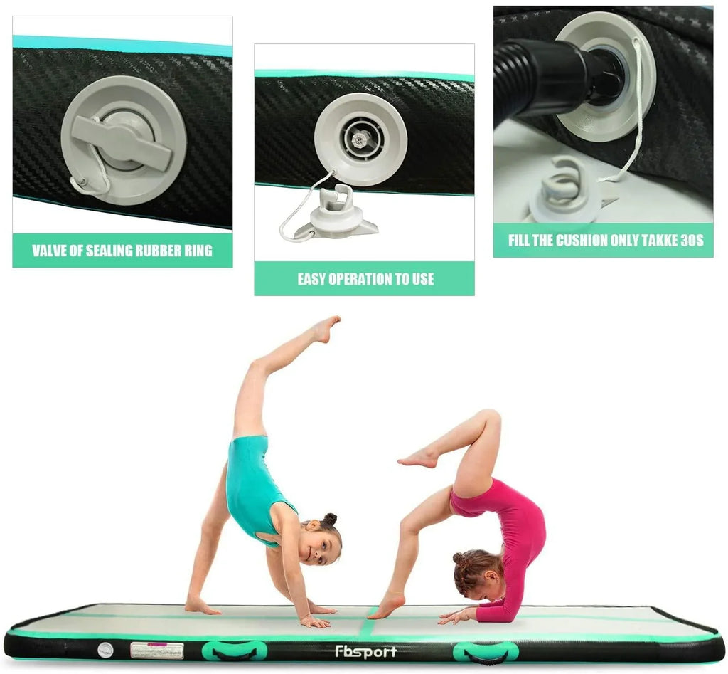 Tumbling Air Mat, FBSPORT Mint Inflatbale Mat, Material Carbon Gymnastic Green 20ft Fiber Track Exercise