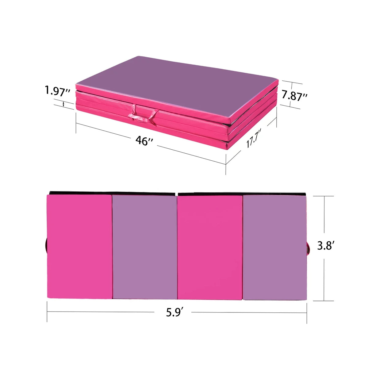 Panel Red Ainfox Yoga Exercise Home Thick Exercise Mat 4'x6'x2 Gymnastic Tumbling Pink/Rose Folding Gymnastic Fitness Training