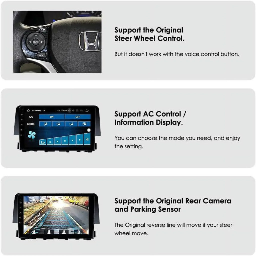 ANDROID 4G STEREO HONDA CARPLAY CIVIC 12 CAR GPS RADIO 2016-2020 9" FOR APPLE