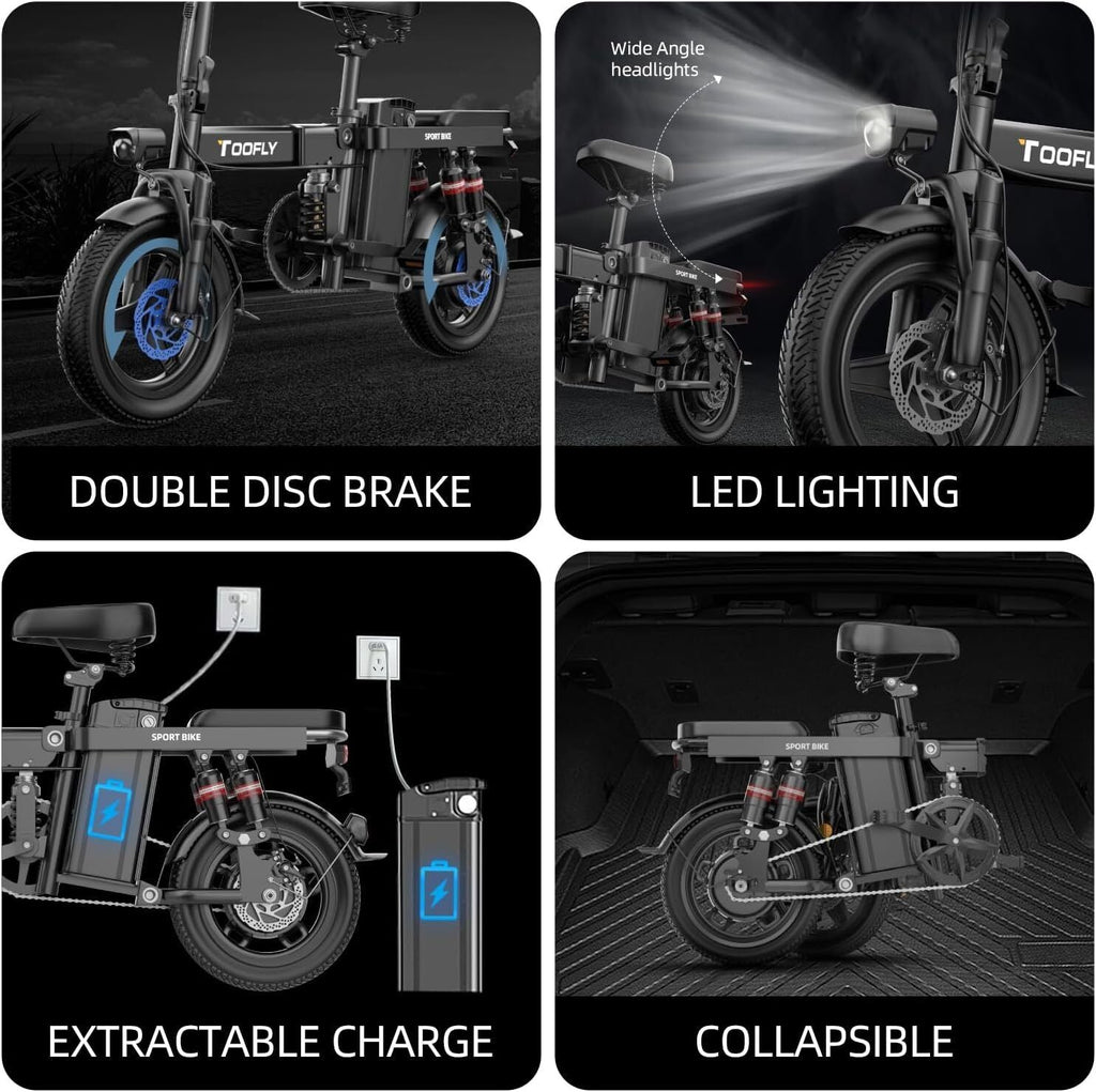 2024 Ebike Bike 14" 48V for Bicycle Electric Adult Folding 15Ah-City Toofly 400W