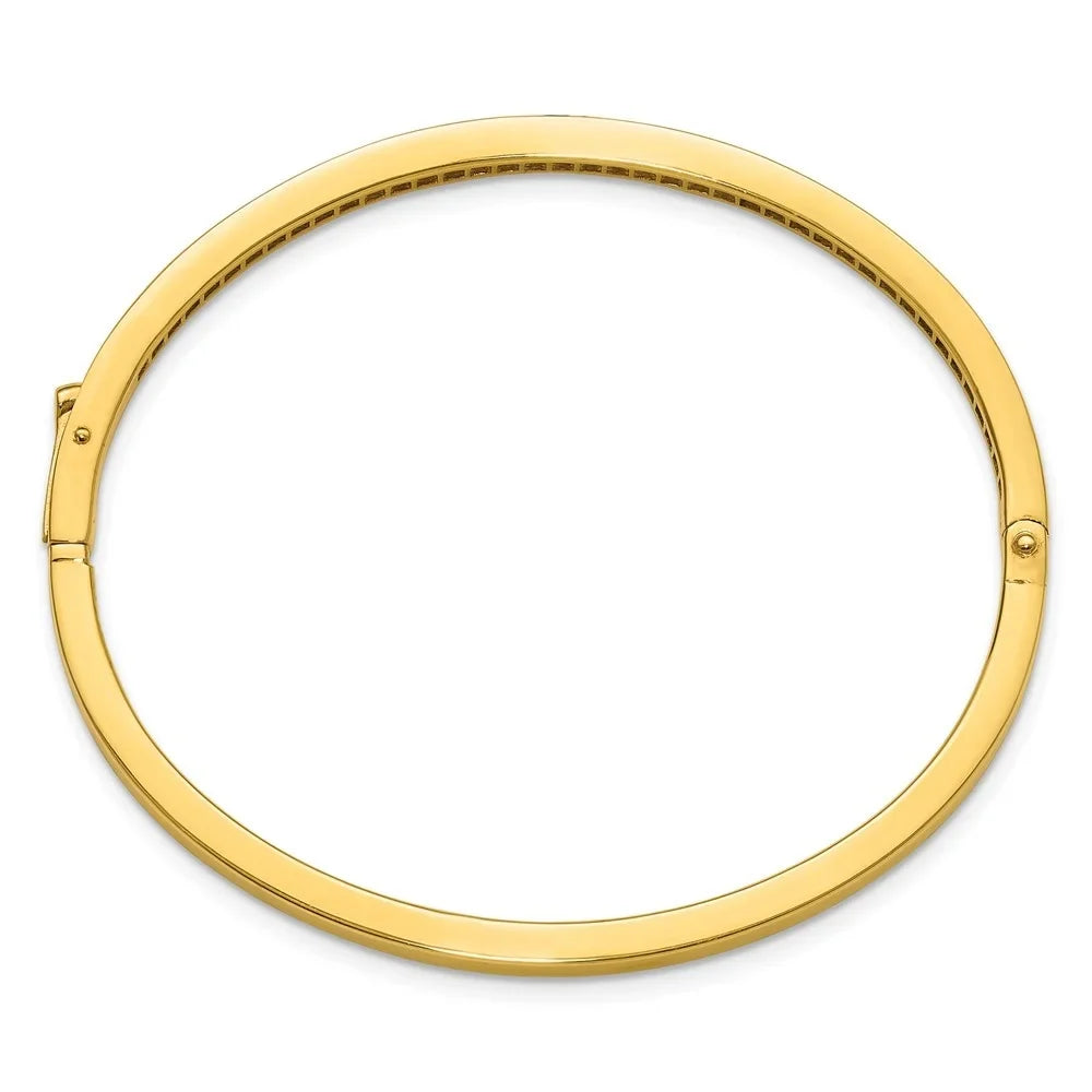 Fine CZ Women Bangle Hinged Auriga Jewelry Polished for Bracelet Gold-tone 925 Silver Sterling