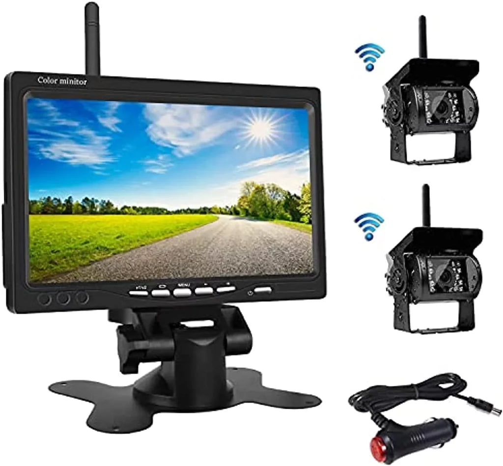 Trucks Rear LCD View Monitor and 7 Wireless Camera for Kit Monitor Trailers RV Bileeko 2 SUV Backup inch Camera Bus