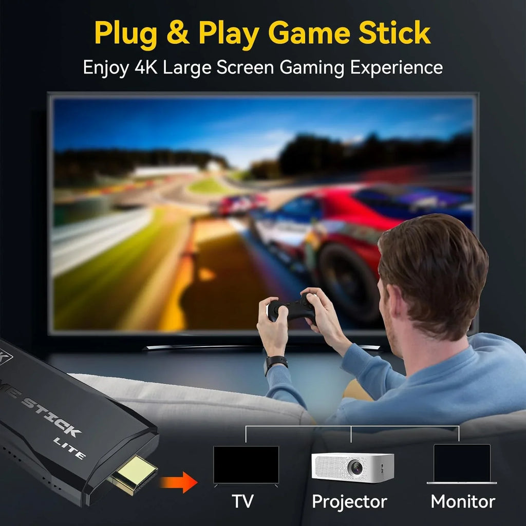 Output, Nostalgia Game Emulator Controllers Retro Stick for Wireless Play HD Game Retro Arcade/Maze, Plug with 4K Video with and 20000+ 2.4GHz Console 64G Games, Console 9 Play Compatible TV, Stick,