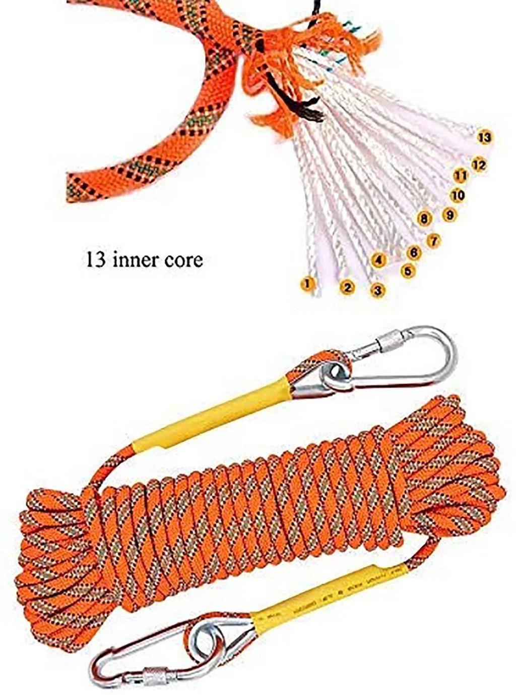 Escape 50M(160ft) Rope Climbing Rope Rock Parachute Outdoor Static for Climbing Equipment Rope Ice X Fire XBEN Climbing Rescue