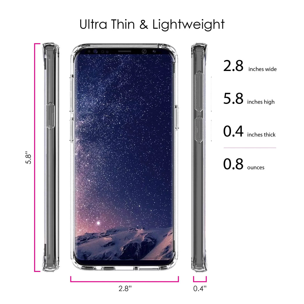 Back - Galaxy - Bumper TPU Protector Samsung Hybrid Heart Clear DistinctInk Shockproof - Cross (5.8" Hope Love Faith Glass for Case Screen) S9 Tempered Screen Acrylic