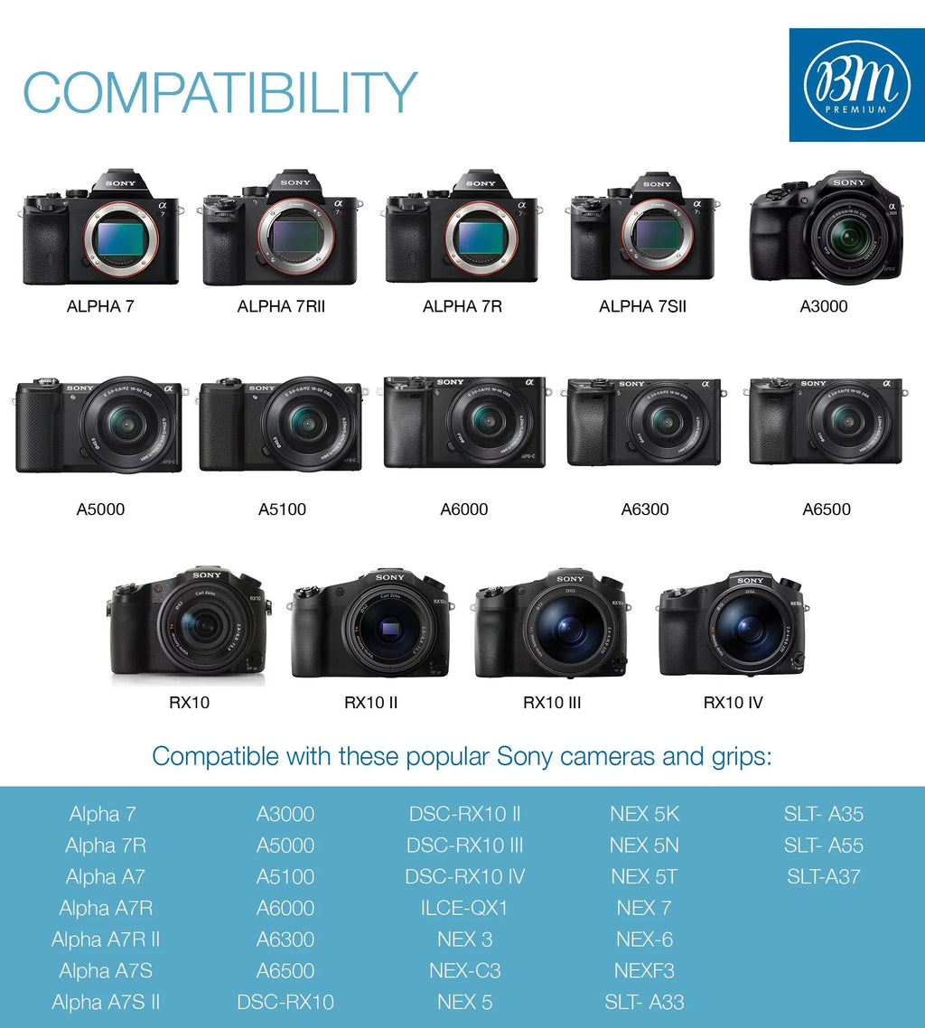 A7s III, for II, a7R DSC-RX10 BM 2 II a6000 Sony a6300 a6400 A7 a6500 II IV Cameras a7 and A6100 a5000 NP-FW50 7 Dual Charger Alpha a3000 Batteries