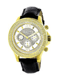 with Leather Two Straps Diamond Watch Men's Extra