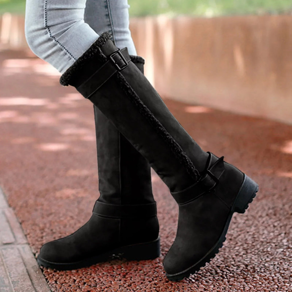 Heel Wide Boots Knee Calf Rain Artificial Mid Leather Zipper Boots Womens Womens High Booties Boots Boots 11 Wide for Boots Hiking Womens Mid Calf Womens Size Round Toe Calf Long Women