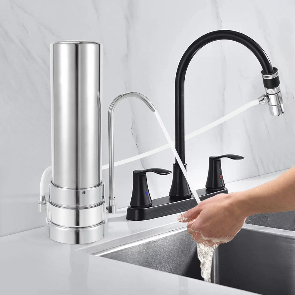 Stainless Silver Drinking Tap Filter Water System Sink Filtration Countertop Filter