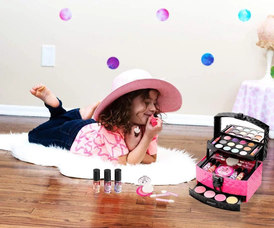 Non-Toxic, Pink for Washable Girl, Girls Birthday Toy Play Kids Pretend Kids, for Makeup Set Real Kit Makeup for Kids Set Vextronic Cosmetic Kit Makeup Beauty Toy