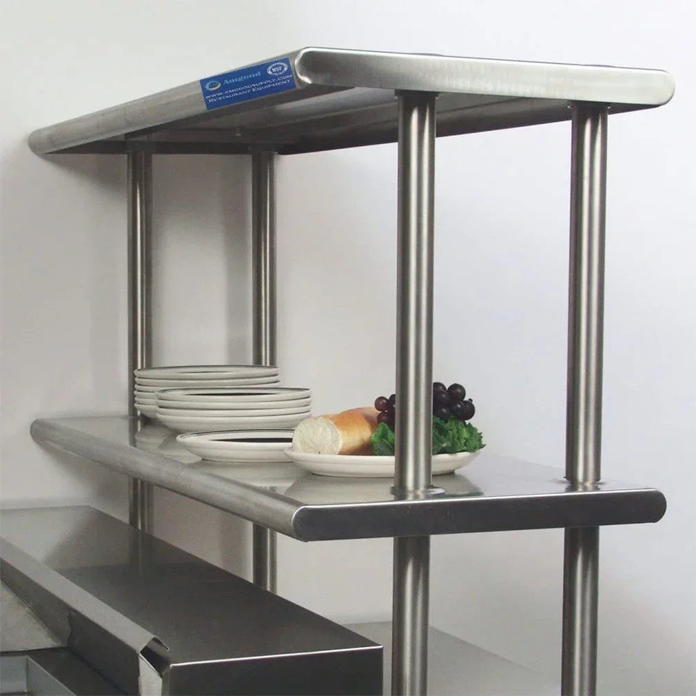 Shelves Combo Work Table Two Shelving Metal & Kitchen Prep Wide 30" Steel Tier | 12" Table 18" Overshelf x Stainless | With Double