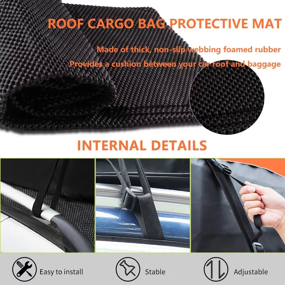 Car Models Bag,18.5 Buckles, & and All Anti-Slip with &Durable Mat, Compatible ( LUCKUP Cargo Straps Rack Rooftop Wide for Waterproof Cubic Heavy Ft Roof Orange) Carrier Car Duty Box,