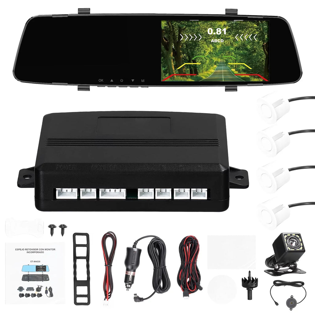 Dual Cam Dash Camera,Camera Camera 4.3 Inch Dazzduo Screen 4.3 Reco Inch Reverse Dash Rear DVR Dash Inch Rear Reverse 4 Radars 1080P Dash Dual Radars Support Screen Rear Rear Camera Radars