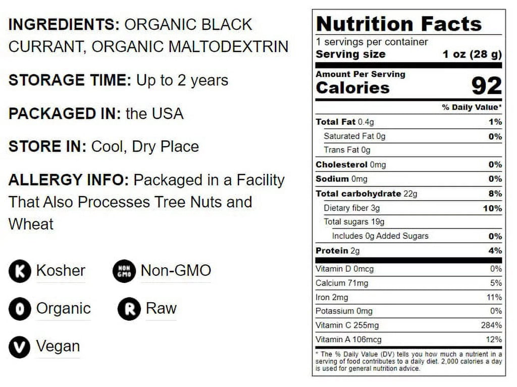 Live 2 Food Raw, to by Powder, Organic Currant Non-GMO, — Pounds Kosher — Vegan,