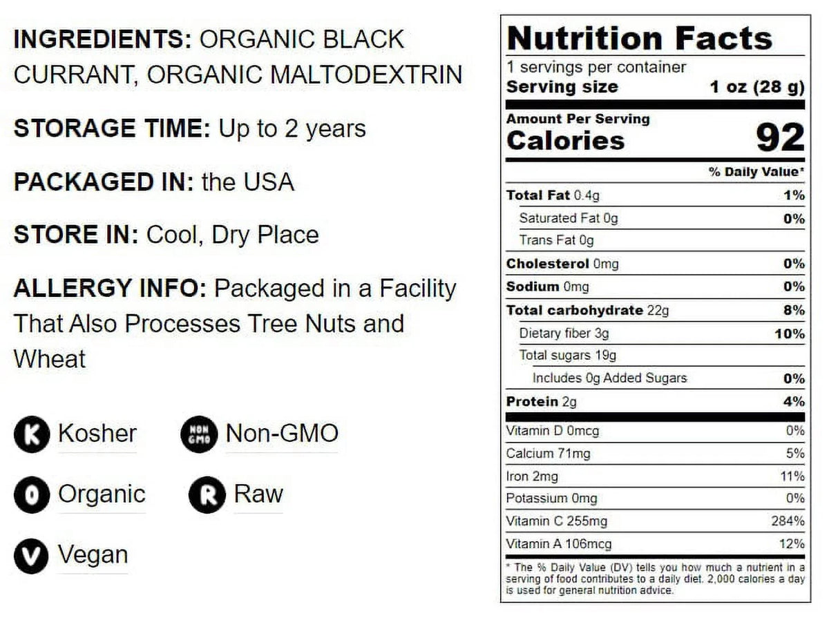 Live 2 Food Raw, to by Powder, Organic Currant Non-GMO, — Pounds Kosher — Vegan,