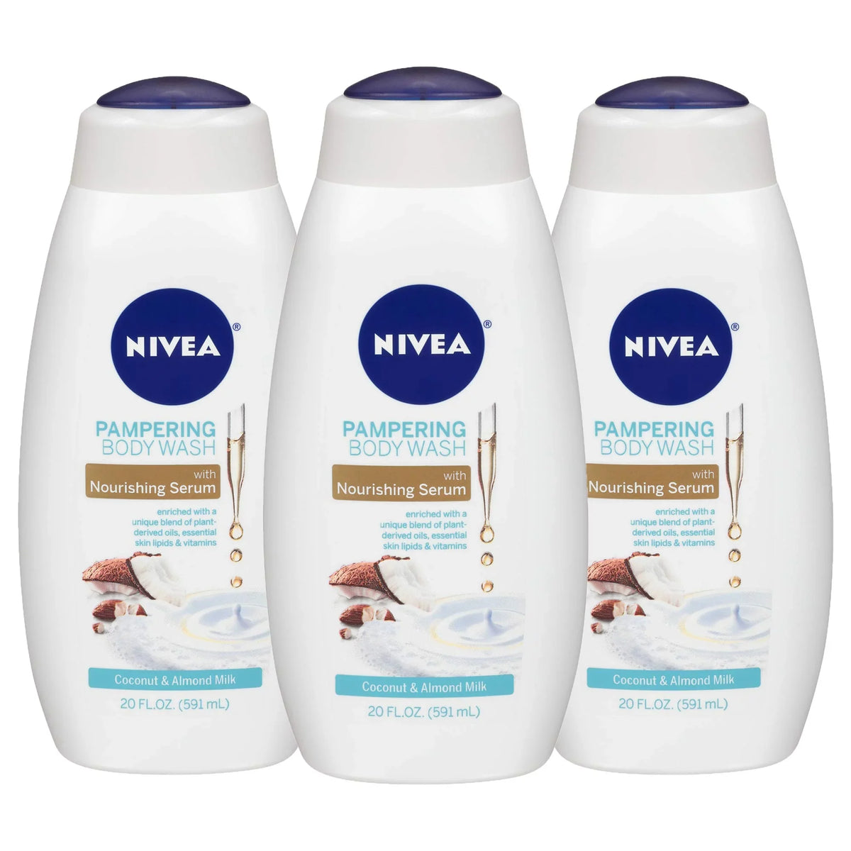 Milk Fl Body Hydrating Nourishing 3-Pack, Coconut Wash - Bottles and Oz 20 Almond Serum, Trio