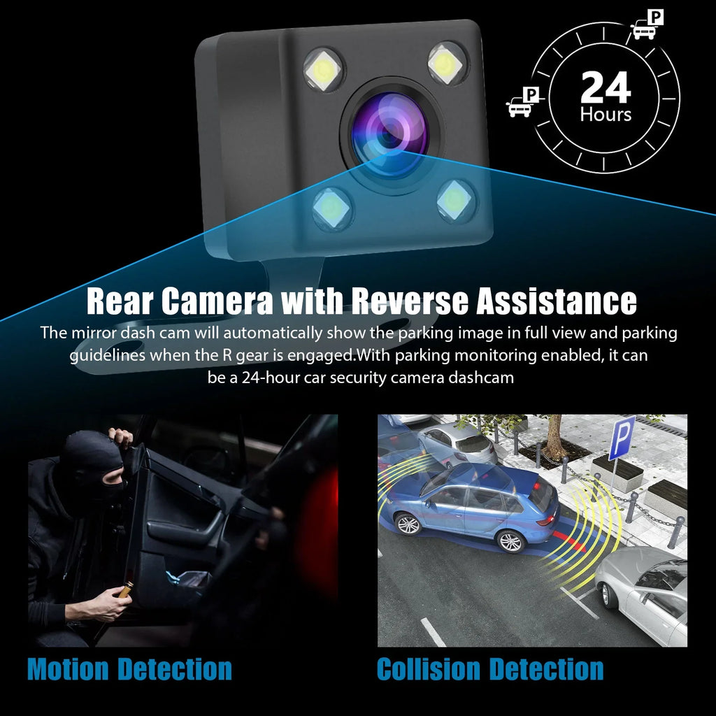 Dual EEEkit Screen View Dash Lens Dash Detection, Cars, Motion Rear Wide-Angle Camera, Front Mirror Camera G-Sensor, Camera 170° 1080P 7inch Cam with Touch Night for Vision, Mirror and Car
