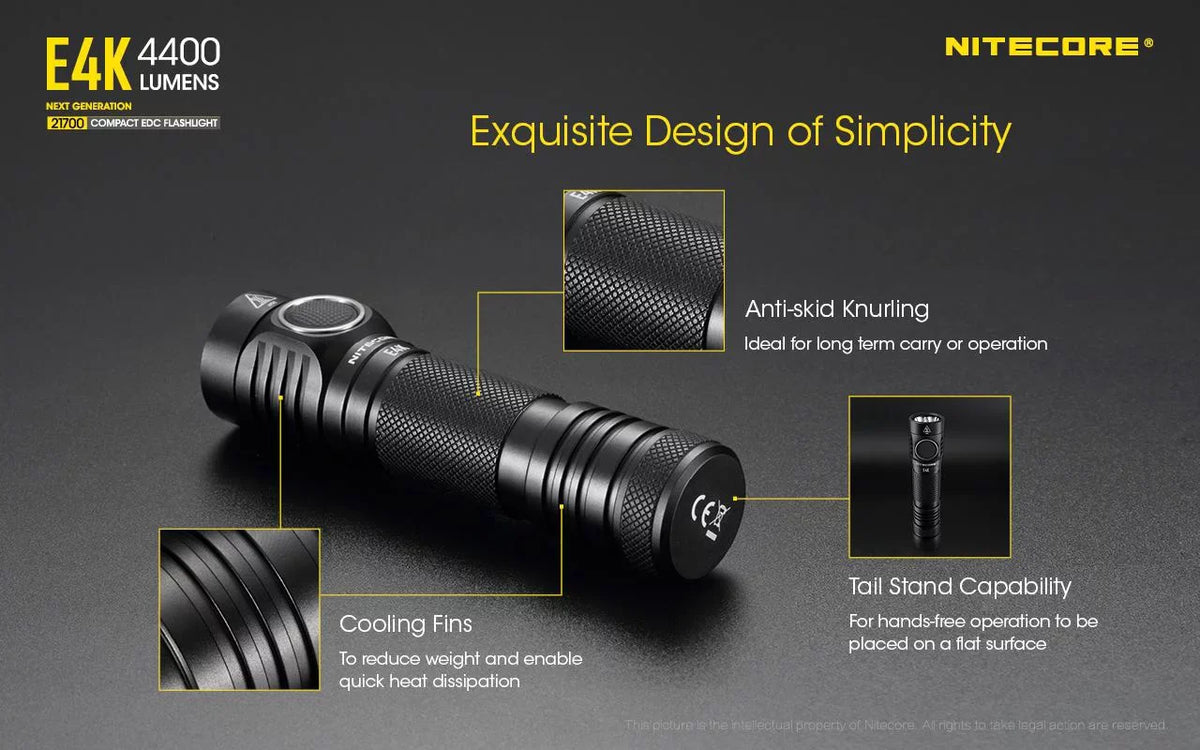 '- Charger and E4K 4400Lm Next Flashlight Eco-Sensa Cord generation +UI1 Batteries Combo: NL2150HPR USB and w/NL2140 USB NITECORE