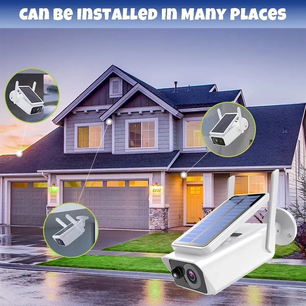 Panel, DFITO Security Cameras Night with Detection, Talk, Camera White Solar PIR Vision,Waterproof, Wireless 2-Way Outdoor Outdoor, Security Solar