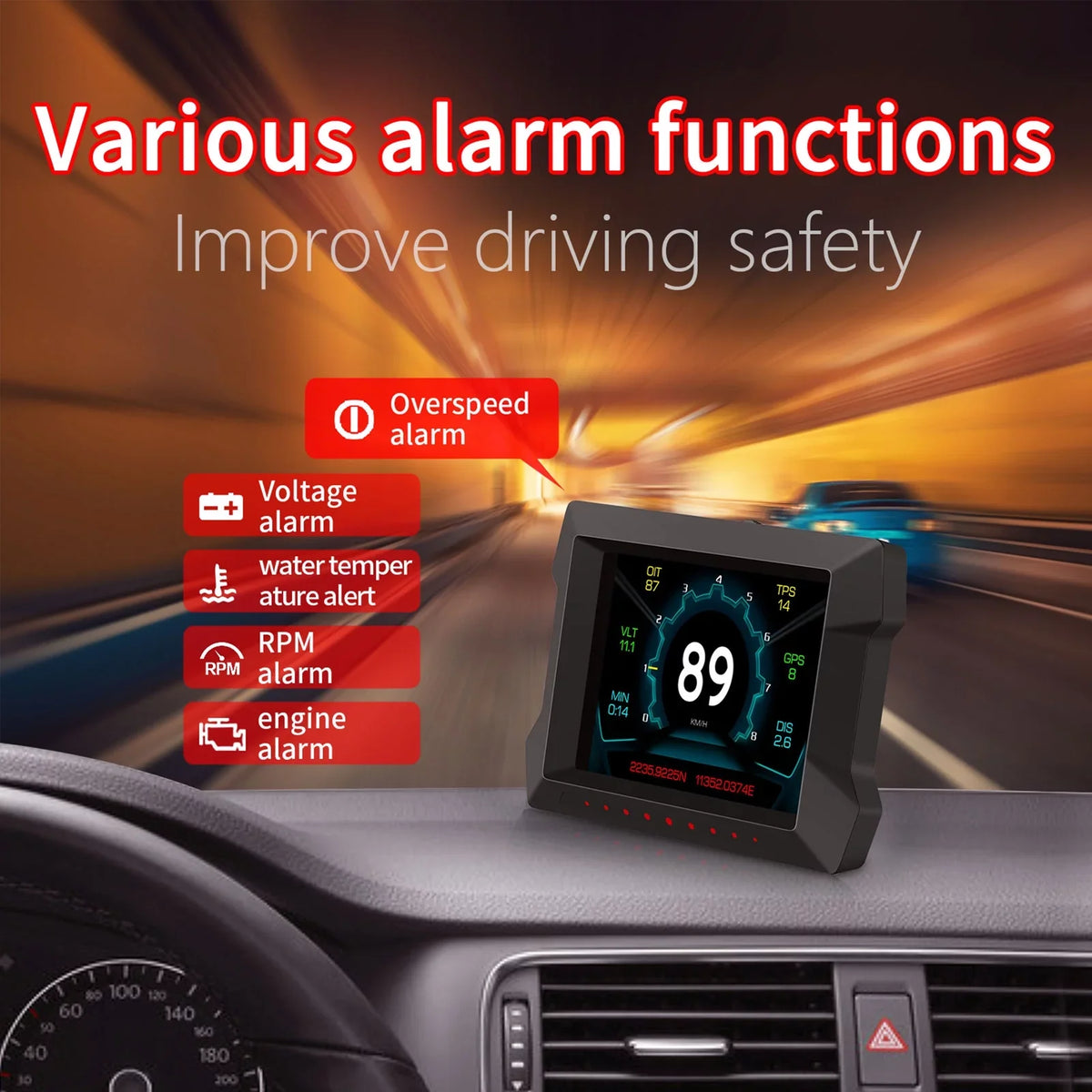 and P22 Slope Diagnostic Multi-Functions Driving Universal Car Trip OBDⅡ Vehicles All Computer Speedometer HUD Meter Computer Car Digital for Overspeed Gauge,