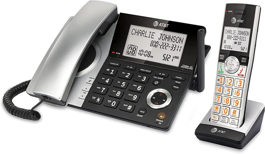 DECT 6.0 Corded/Cordless /Silver CL84107 Blocker, Handset Phone with 1 AT&T Expandable with Call Smart