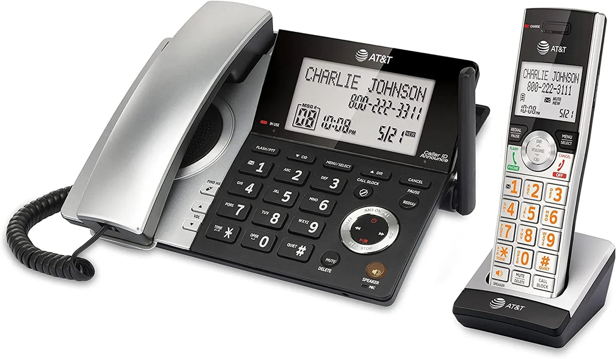 DECT 6.0 Corded/Cordless /Silver CL84107 Blocker, Handset Phone with 1 AT&T Expandable with Call Smart