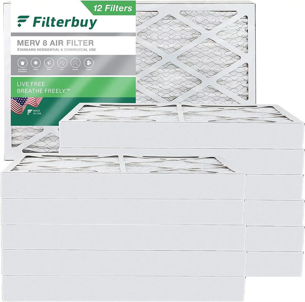 Filterbuy 8x20x4 (12-Pack) 8 AC Filters Air Pleated HVAC Furnace MERV