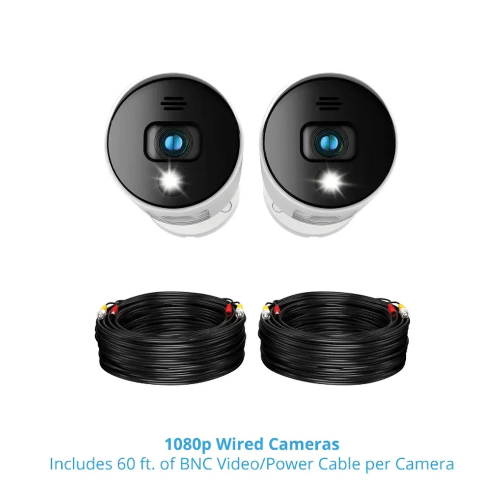 (Refurbished) Audio 2 Spotlight - Alerts with Night Add On Owl 1080p - Premium and Pack White Restored Wired Cameras Sirens